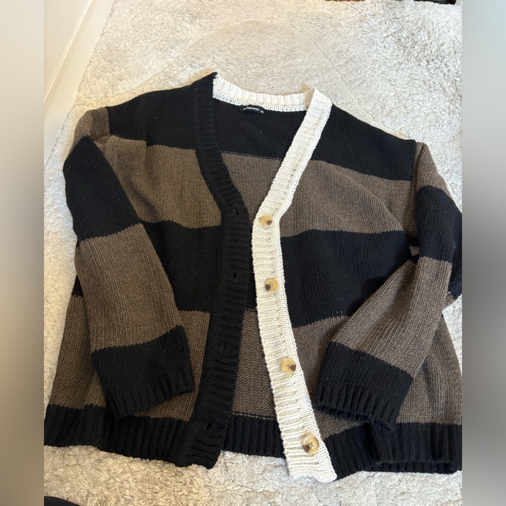 Striped Black and Brown Cardigan